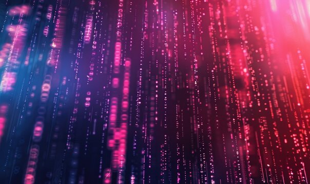 Abstract Hackers Programming Digital Art binary Code rain Red and Pink Gradient Background