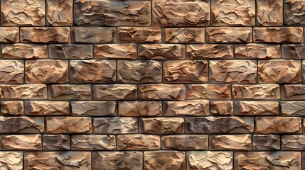 Highly realistic illustration of a brown brick wall for decorative purposes. Detailed brickwork concept.