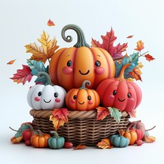 Naklejka premium Decorating the house with autumn-themed items, like pumpkins and leaves. Single Object on white background
