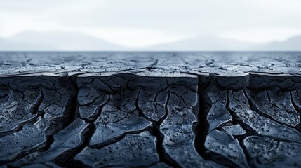 Volcanic soil with ash and mineral deposits visible