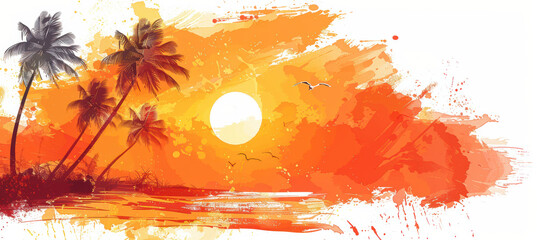 Orange Brush Stroke Summer Scene