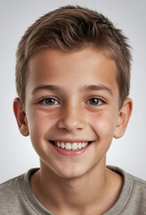 Portrait view of a regular happy smiling Bosnia and Herzegovina boy, ultra realistic, candid, social media, avatar image, plain solid background