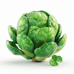 Obraz premium Roasted Brussels sprouts, caramelized and crispy. Single Object on white background