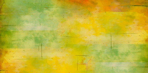 Abstract grunge style painting background vector with scratches effect.  Oil painting on canvas. Green and yellow texture.