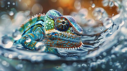 Chameleon in the water