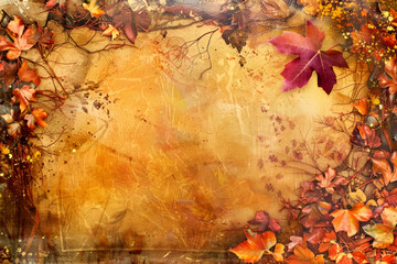 Naklejka premium Autumn background in bright autumn colours. AI generative.