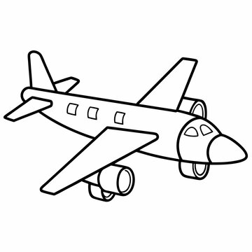 recommend clip art: illustration of  Airplane line art vector illustration