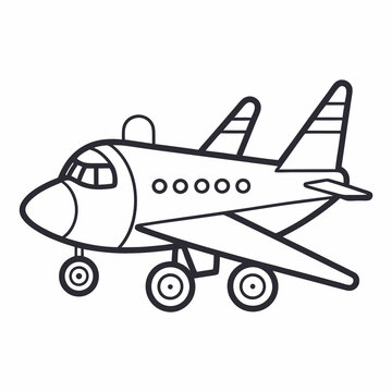 recommend clip art: illustration of  Airplane line art vector illustration