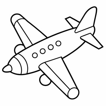 recommend clip art: illustration of  Airplane line art vector illustration