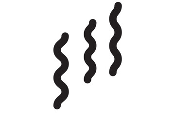 Set of linear black steam vector icons. Smell or aroma. Smoke or vapour signs. Odor symbol.