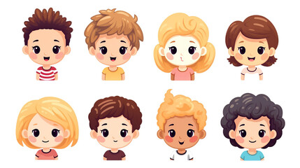 Fototapeta premium Boys' and girls' avatars on a white background