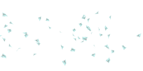 50 Indian rupee notes bundle flying in different angles and orientations isolated on black background