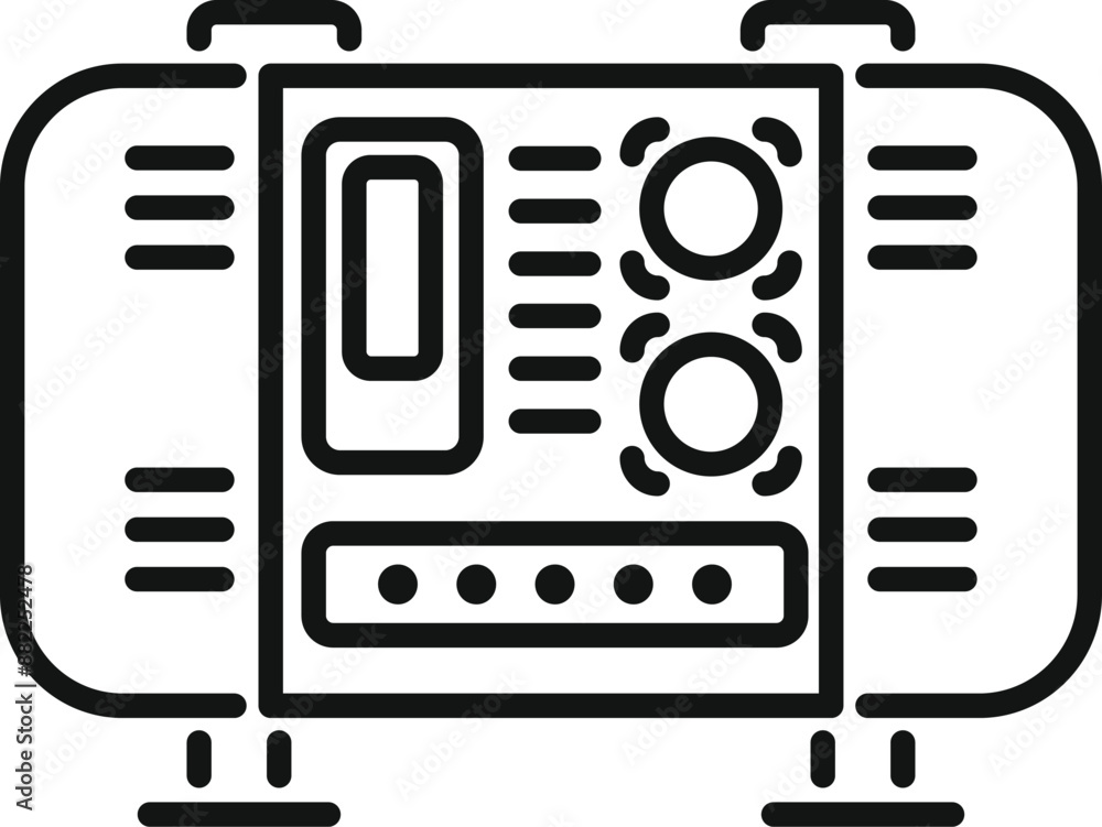 Poster line drawing of an electric control panel with buttons and a screen displaying important information