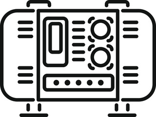 Line drawing of an electric control panel with buttons and a screen displaying important information