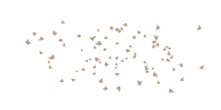 200 Indian rupee notes bundle flying in different angles and orientations isolated on black background