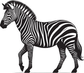 Zebra Silhouette isolated on white background Minimalist elephant vector shape icon