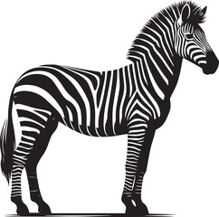 Zebra Silhouette isolated on white background Minimalist elephant vector shape icon