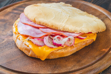 Pita cheese and ham sandwich