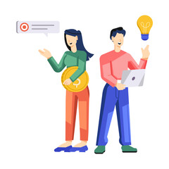 Startup team illustration in flat style 

