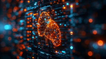 Aigenerated image of liver anatomy under xray in a hospital research laboratory