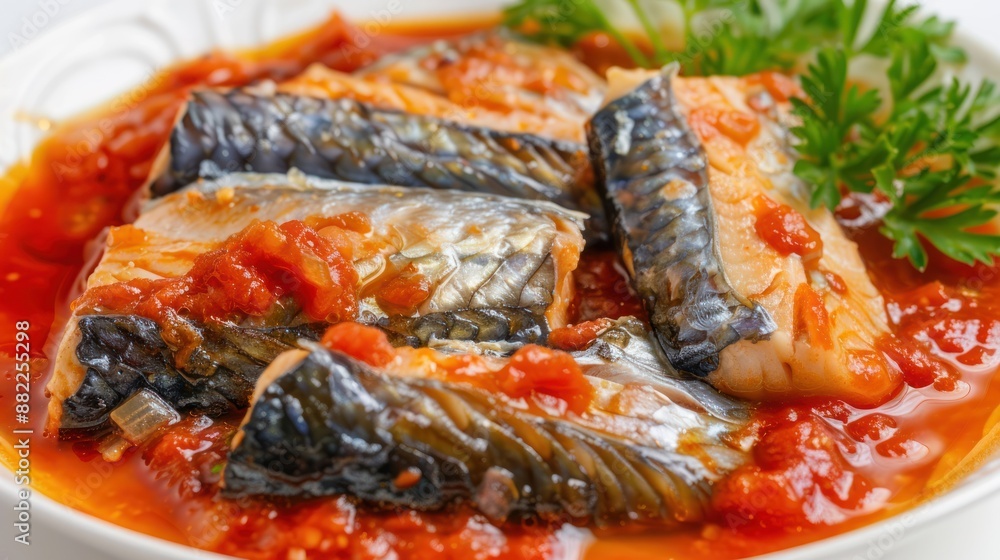 Sticker delicious mackerel in tomato sauce