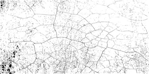 Fototapeta premium Grunge black and white pattern. Grunge overlay texture effect. Cracked earth, desert texture abstract vector background.