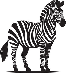 Fototapeta premium Zebra Silhouette isolated on white background Minimalist elephant vector shape icon