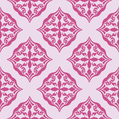 Fototapeta premium Damask pattern vector Perfect for bed sheets, carpets, and wallpapers, the seamless, vintage patterns add a touch of classic luxury to any fabric.