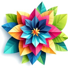 Colorful Origami Flower Vector on White Background. Generative AI.