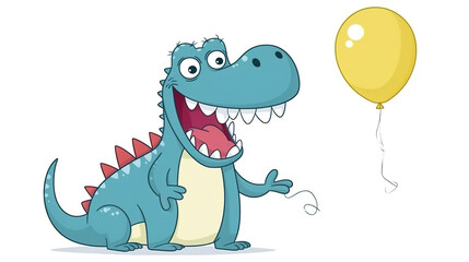 Obraz premium A crocodile clutching a balloon against a white background