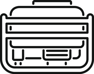 Line art icon of a vintage audio cassette tape for playing music