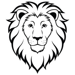 Lion head silhouette vector style with white background