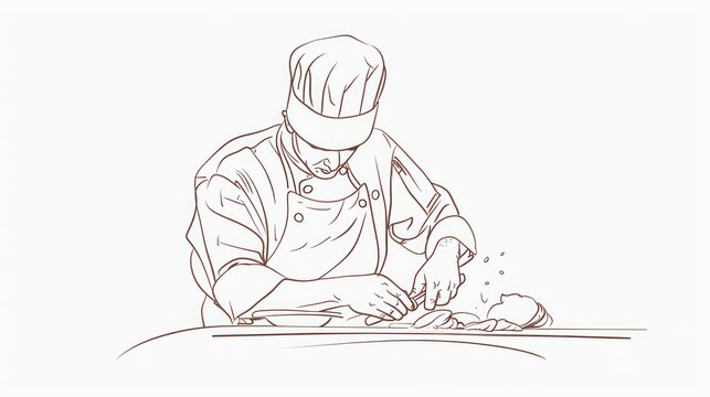 chef cutting food, line art, cooking clip art preview