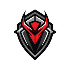 Fierce Devil Esports Logo with Horns and Shield in Vector Format, Bold and Modern Gaming Team Mascot Logo Featuring Red Devil Design
