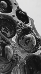 black and white bubbles, luxurious abstract image for decoration or presentation, for printing and website