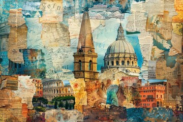 Vintage Collage of Italian Architecture