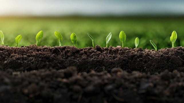 Soil with green manure crops decomposing to add nutrients