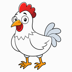 Chicken Vector Illustration, hean Vector Art, rooster Silhouette, cartoon chicken with sign Character