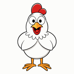 Chicken Vector Illustration, hean Vector Art, rooster Silhouette, cartoon chicken with sign Character