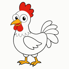 Chicken Vector Illustration, hean Vector Art, rooster Silhouette, cartoon chicken with sign Character