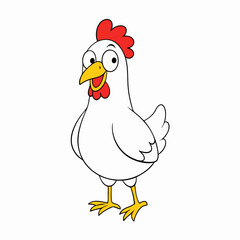 Chicken Vector Illustration, hean Vector Art, rooster Silhouette, cartoon chicken with sign Character
