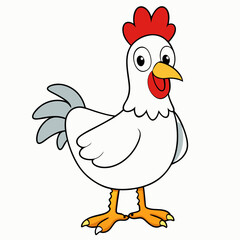 Chicken Vector Illustration, hean Vector Art, rooster Silhouette, cartoon chicken with sign Character