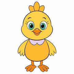 Naklejka premium Chicken Vector Illustration, hean Vector Art, rooster Silhouette, cartoon chicken with sign Character