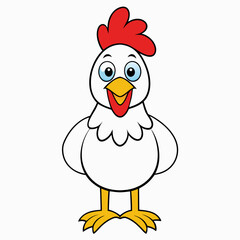 Chicken Vector Illustration, hean Vector Art, rooster Silhouette, cartoon chicken with sign Character