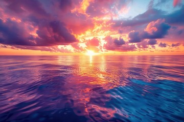 Obraz premium Ocean Sunset with Dramatic Sky