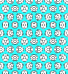 Flowers. Seamless pattern. Isolated vector on blue background.