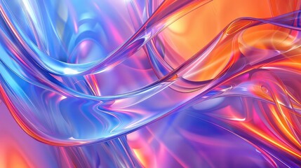 Fototapeta premium Abstract colorful fluid shapes with vibrant blue pink and orange hues