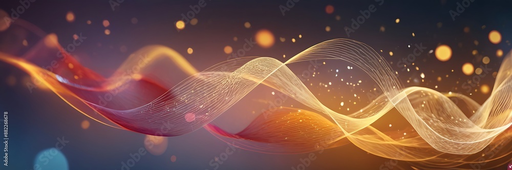 Aufkleber abstract waving particle technology background, dynamic curve science background