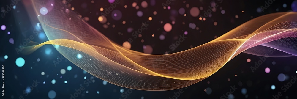 Aufkleber abstract waving particle technology background, dynamic curve science background