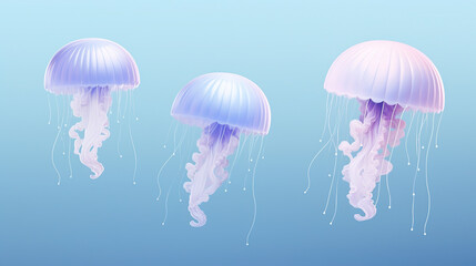 Swimming jellyfish alone on a background